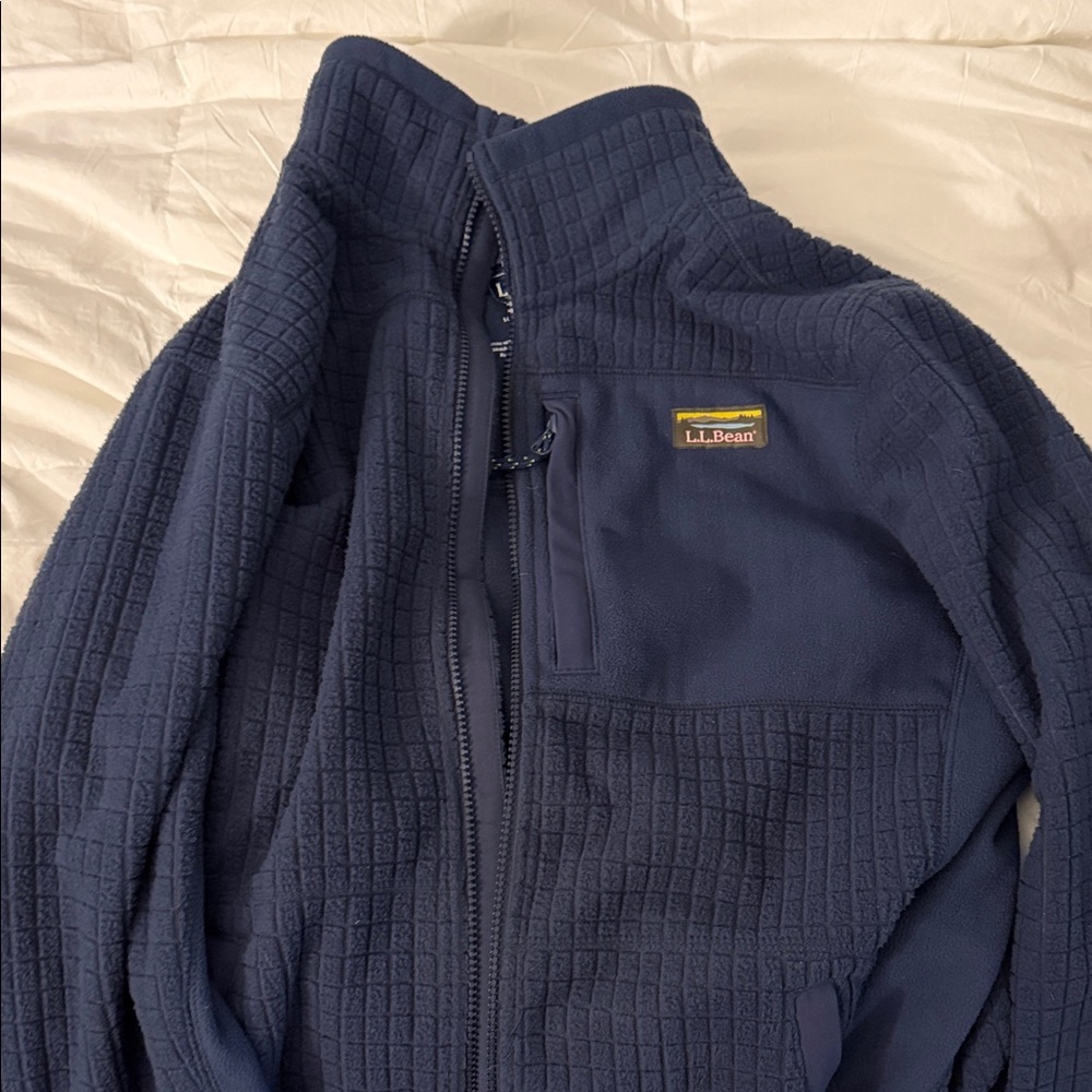 L.L. Bean Dark Blue Grid Fleece Jacket